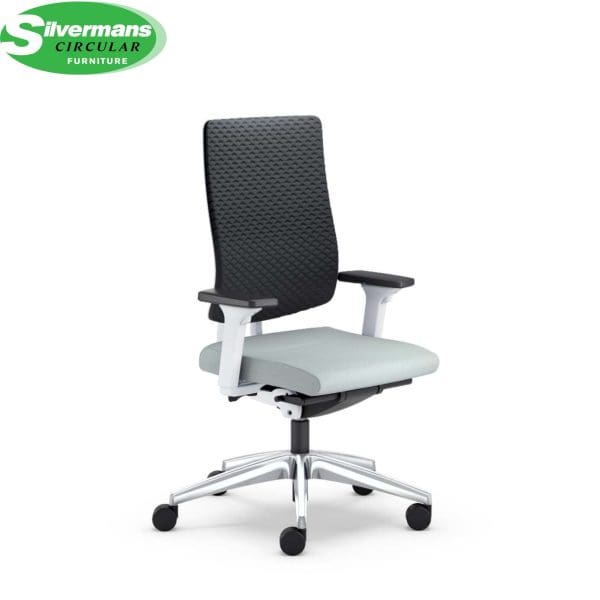 Office swivel chair with 3D knitted upholstery, Black Dot Air model for modern workspaces.