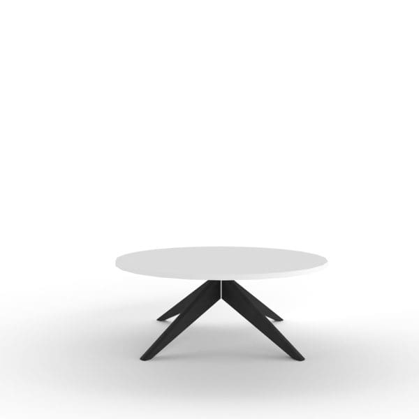 LCT608/WH - 600 DIAMETER WHITE ROUND TOP TABLE WITH BLACK WOOD PYRAMID BASE