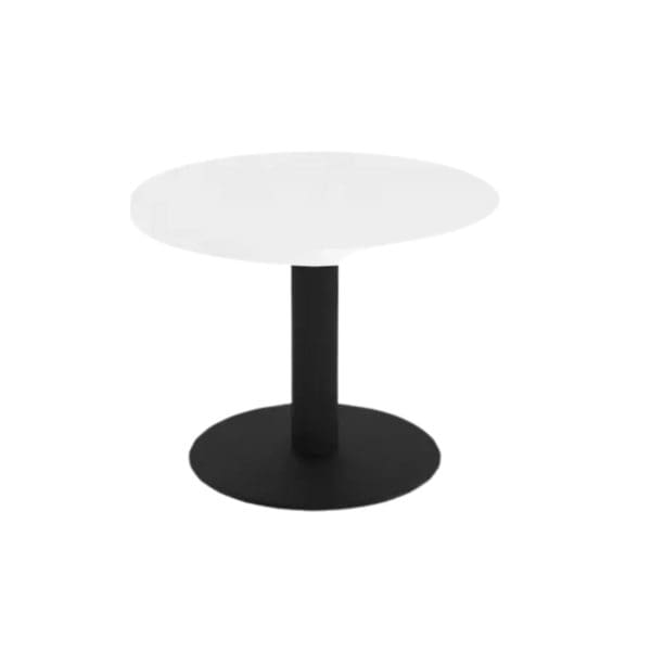 LCT602/WH - 600 DIAMETER WHITE ROUND TOP TABLE WITH BLACK PEDESTAL BASE