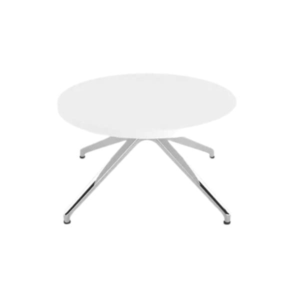 LCT605/WH - 600 DIAMETER WHITE ROUND TOP TABLE WITH POLISHED PYRAMID BASE