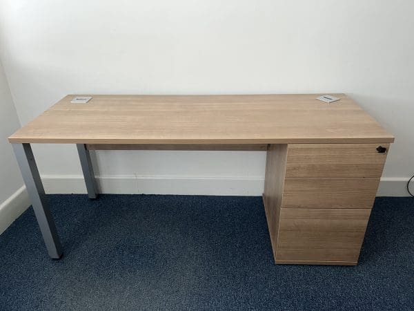 Pure Combination Desk 1600 x 600 With 3 Drawer Pedestal (Right Hand)